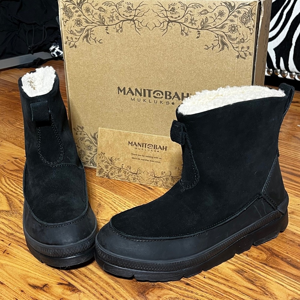 Manitobah‎ Mukluks Black Suede Waterproof Winter Boots Men's